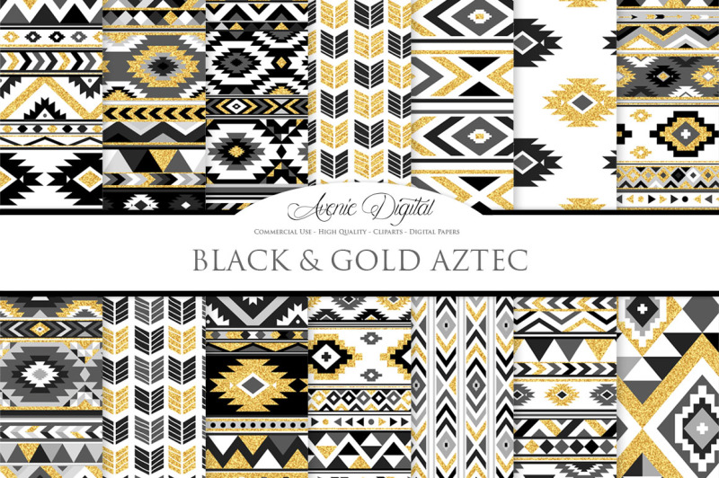 black-and-gold-aztec-digital-paper