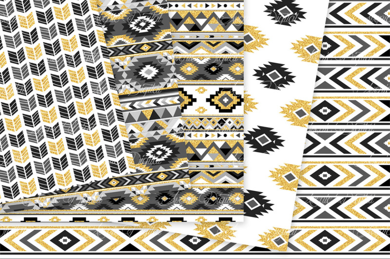 black-and-gold-aztec-digital-paper