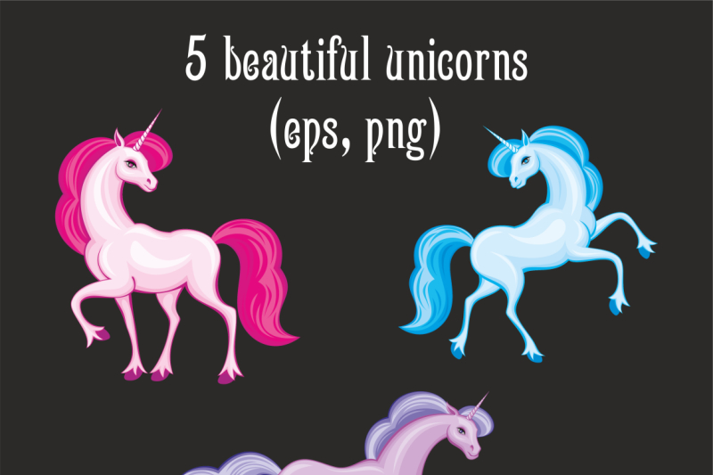beautiful-unicorns-vector-set