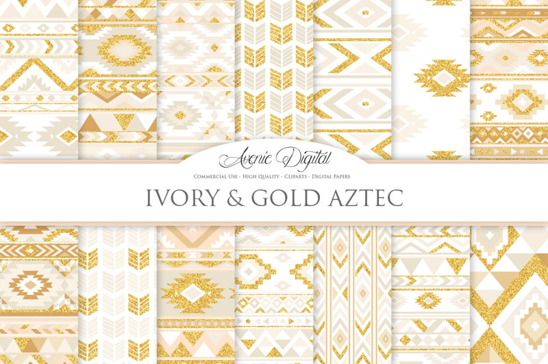 ivory-and-gold-aztec-digital-paper