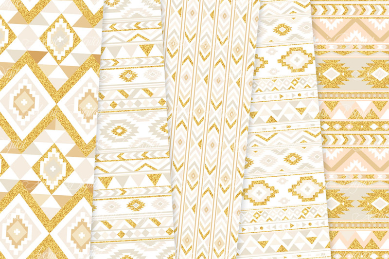 ivory-and-gold-aztec-digital-paper