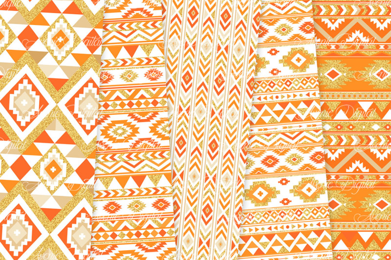 orange-gold-boho-seamless-patterns