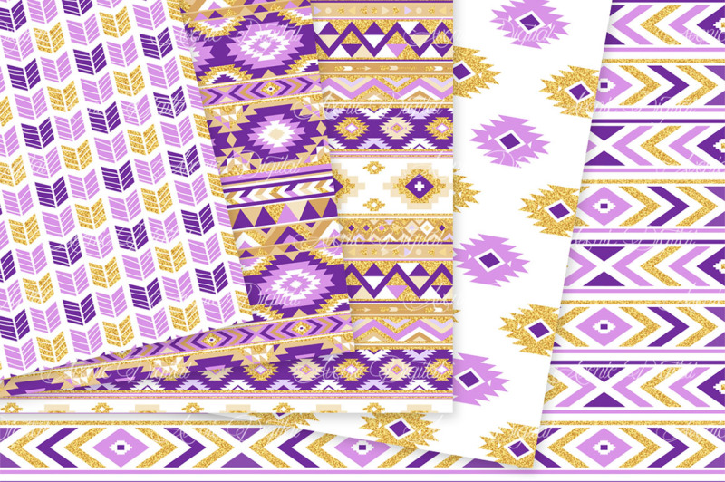 purple-and-gold-aztec-digital-paper