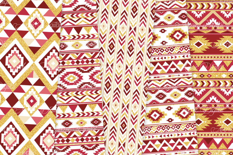 red-and-gold-aztec-digital-paper