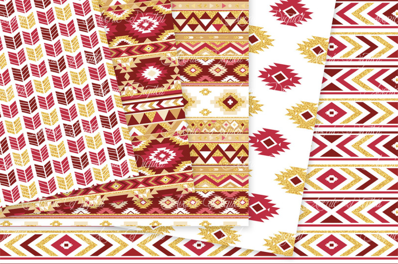 red-and-gold-aztec-digital-paper