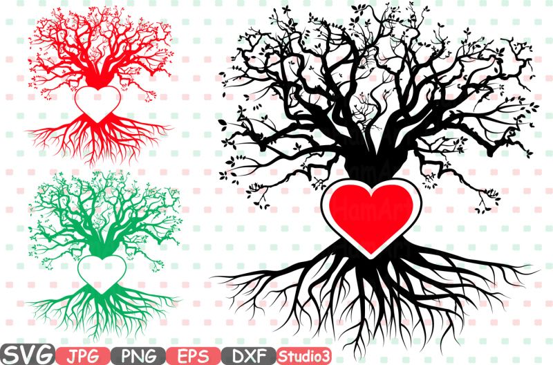 Download Family Tree Heart Frame SVG Silhouette Cutting Files Cricut Studio3 cameo Branches Family Is ...