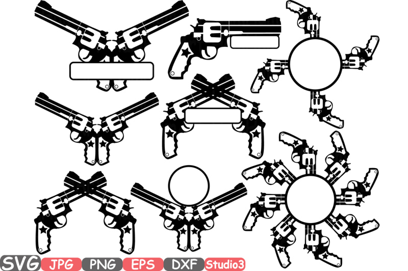 guns-split-and-circle-ssvg-silhouette-cutting-files-cricut-studio3-cameo-black-gun-skeleton-vintage-antique-firearms-amendment-revolver-587s