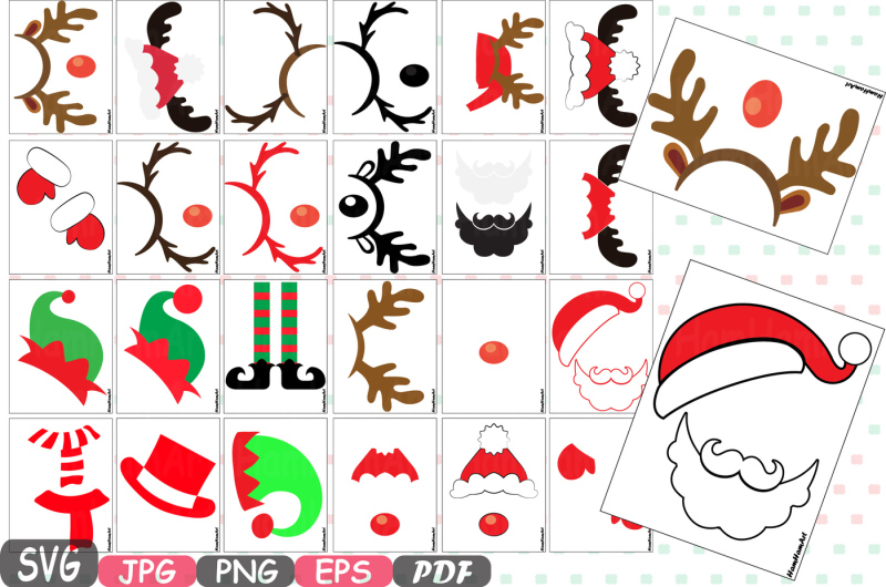 christmas-props-party-photo-booth-silhouette-costume-cutting-files-svg-horns-clipart-bunting-digital-santa-claus-props-reindeer-vinyl-5p