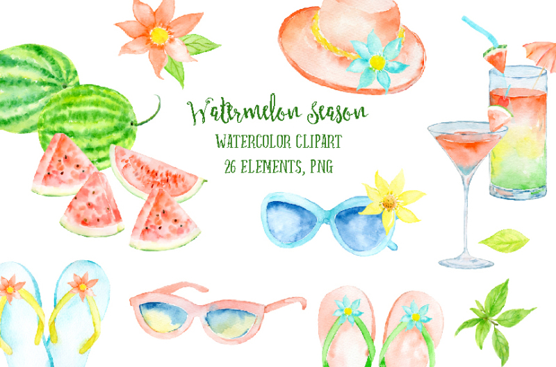 watercolor-clipart-watermelon-season