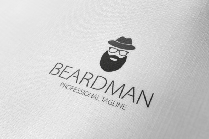 Beard Man Logo By creativedezing | TheHungryJPEG.com
