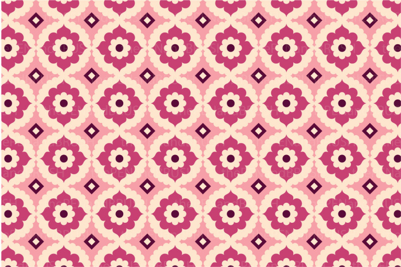 moroccan-pink-seamless-patterns-vector