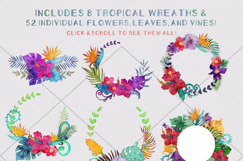 tropical-leaves-and-wreaths-watercolor-graphics-bundle