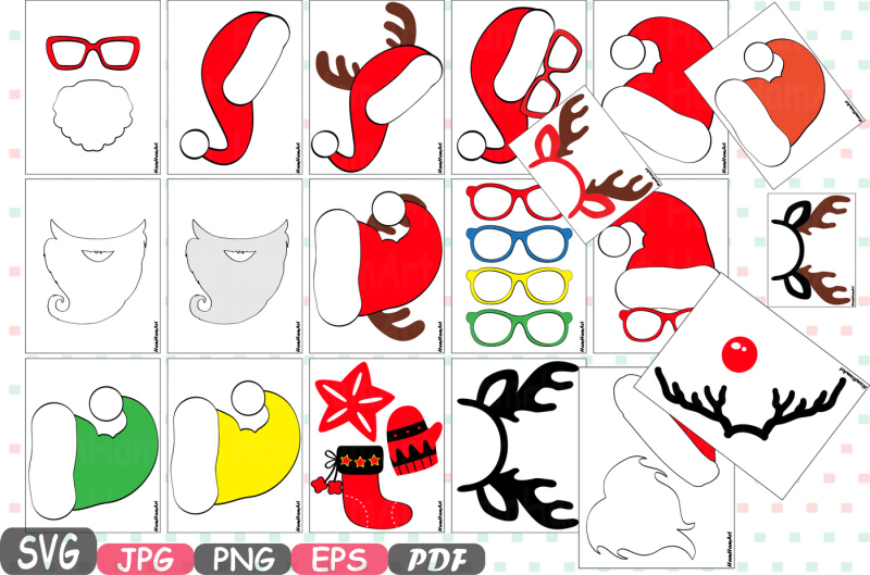 christmas-props-party-photo-booth-silhouette-costume-cutting-files-svg-horns-clipart-bunting-digital-santa-claus-props-reindeer-vinyl-10p