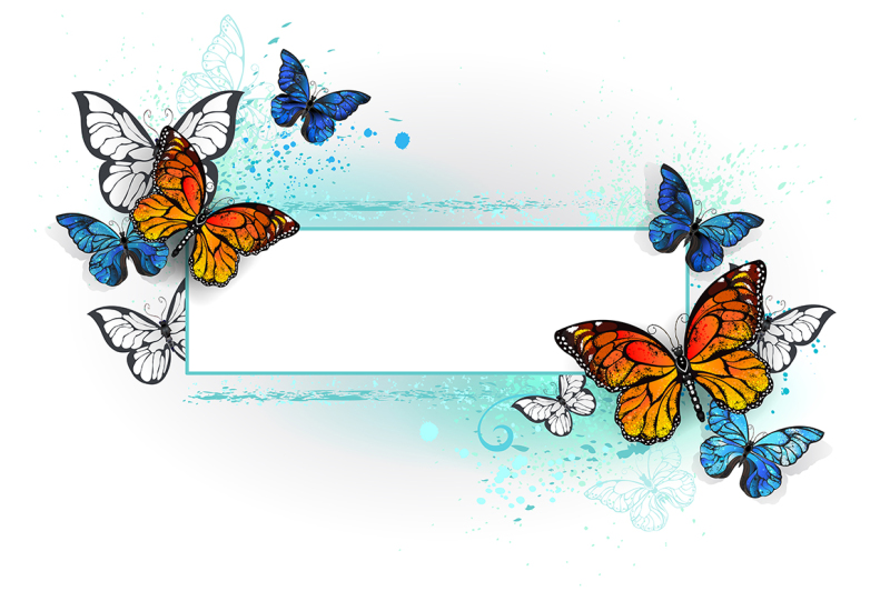 rectangular-banner-with-butterflies-monarchs