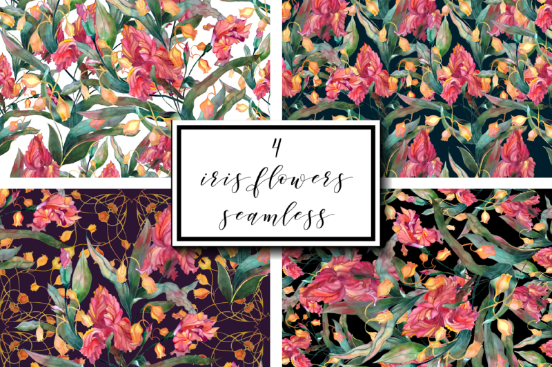 watercolor-iris-flowers-set