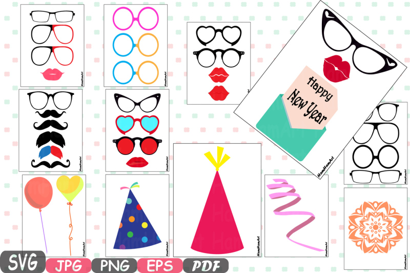 party-photo-booth-prop-emoji-prop-silhouette-happy-new-year-cameo-svg-stickers-clipart-face-clip-art-digital-graphics-commercial-use-4p