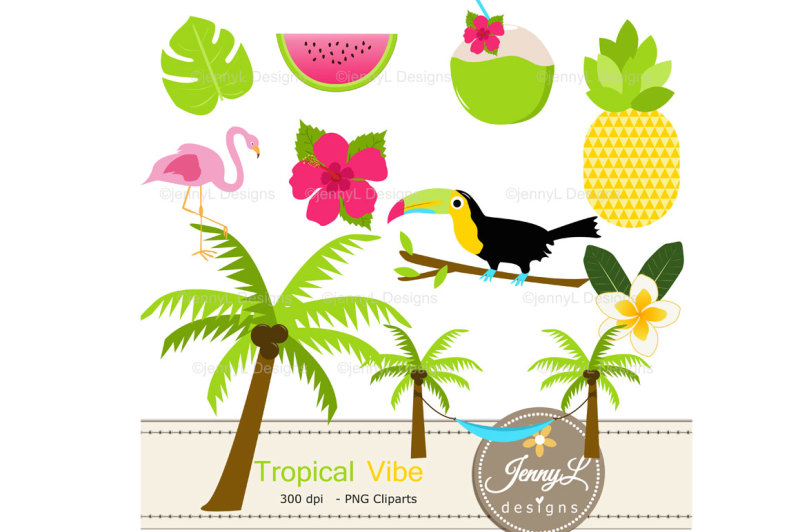tropical-summer-digital-papers-and-clipart-set