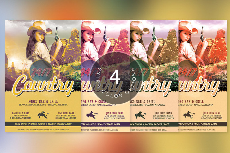 country-bar-grill-flyer-template