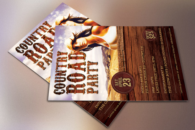 country-road-party-flyer-template