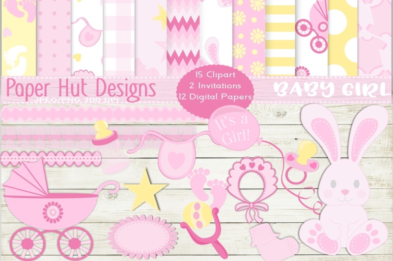 baby-girl-clipart-and-digital-papers-set