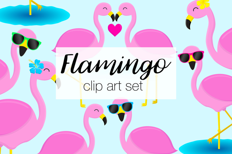 flamingo-clipart-set