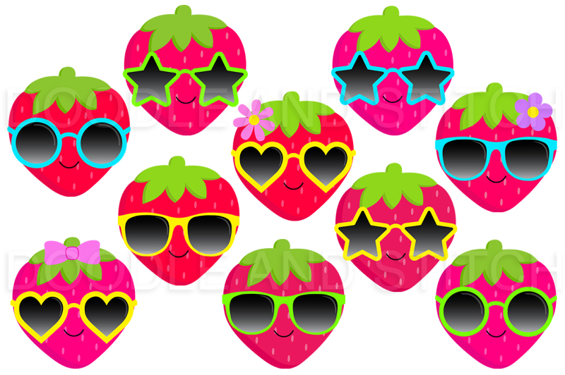 summer-strawberry-clipart-set