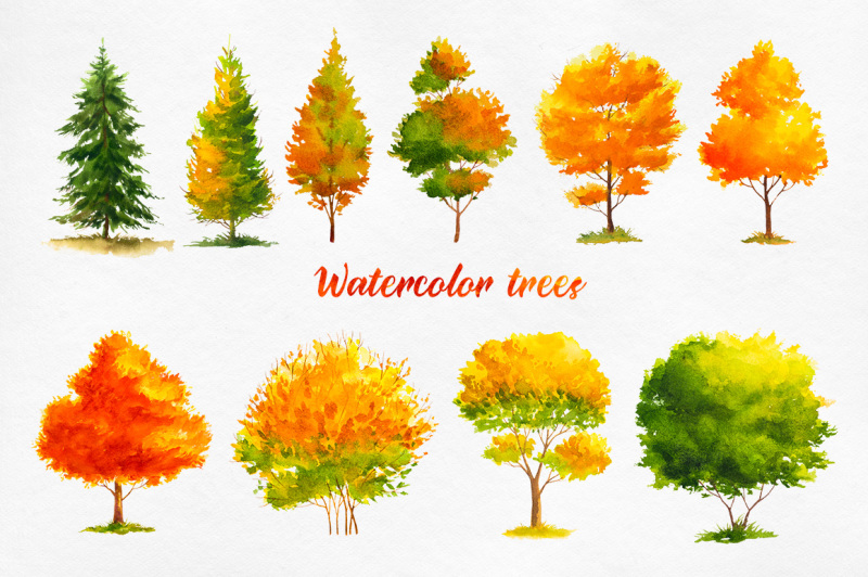 autumn-watercolor-trees