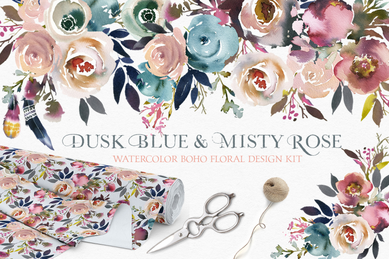 dusk-blue-amp-misty-rose-boho-flowers-floral-clip-art