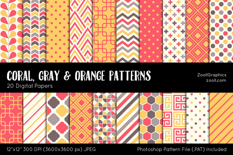 coral-gray-and-orange-digital-papers