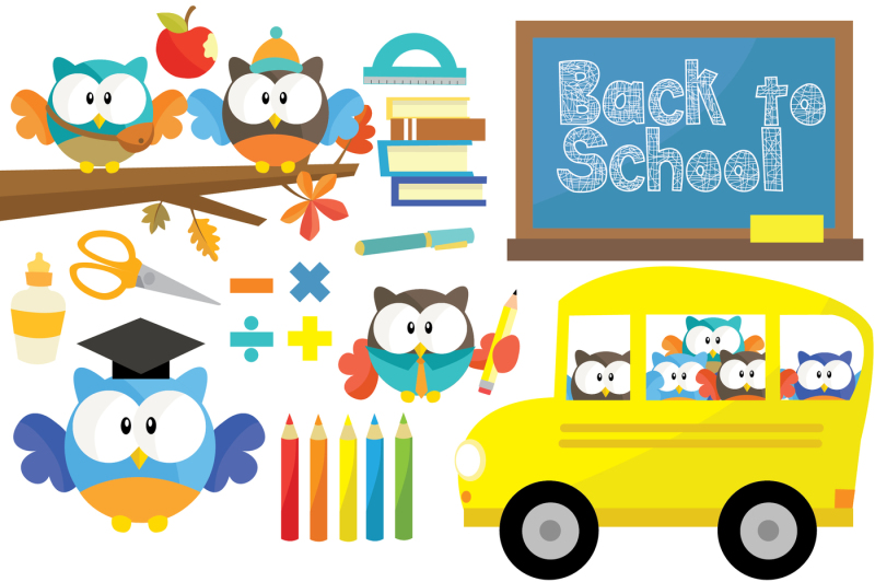 owl-back-to-school-clipart-set