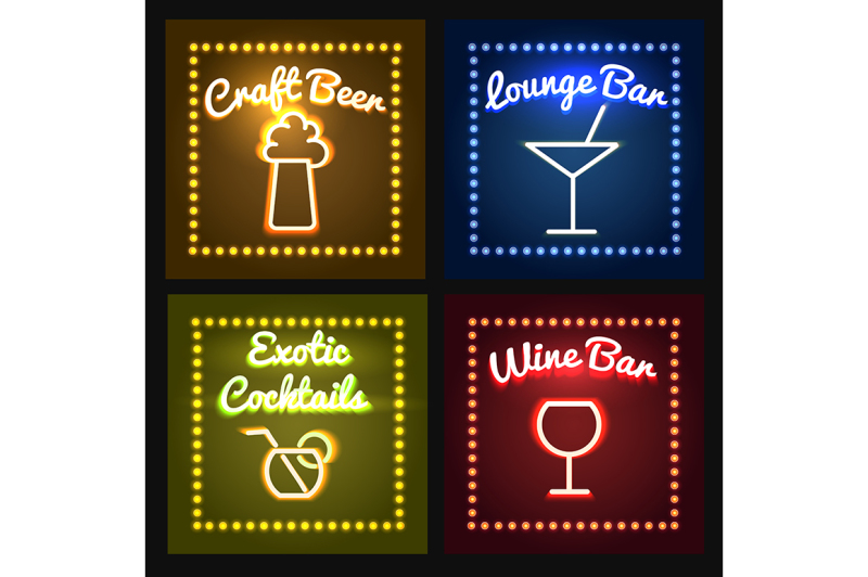 set-of-glowing-bar-neon-signs-with-shining-and-glowing-neon-effects-vector-illustration