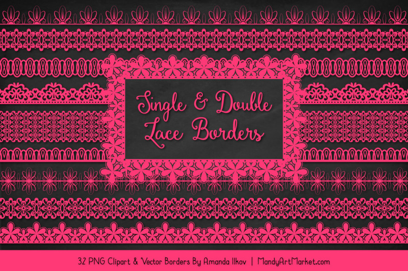 mixed-lace-clipart-borders-in-hot-pink