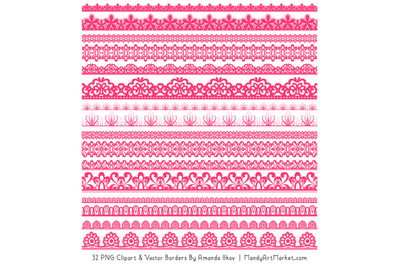 mixed-lace-clipart-borders-in-hot-pink