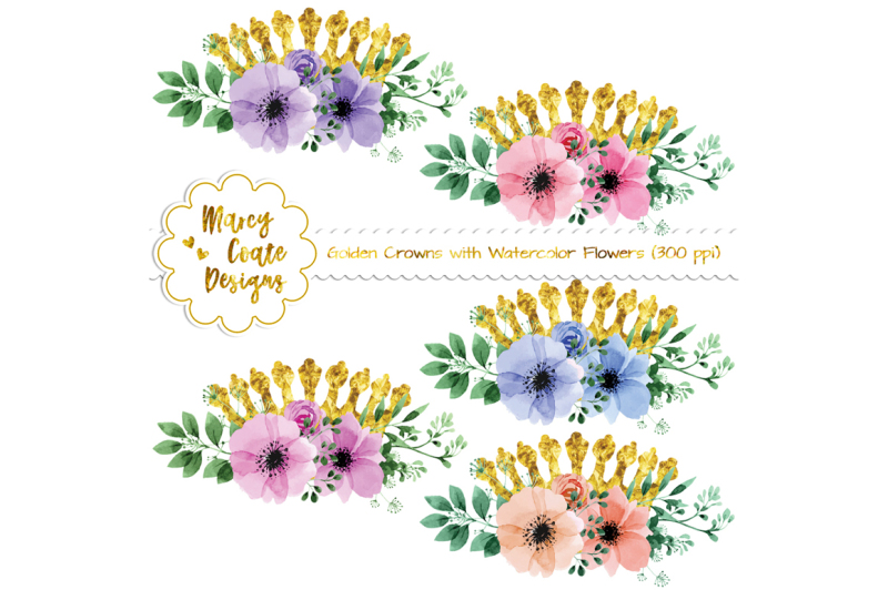 golden-crowns-with-watercolor-flowers-png-300-ppi