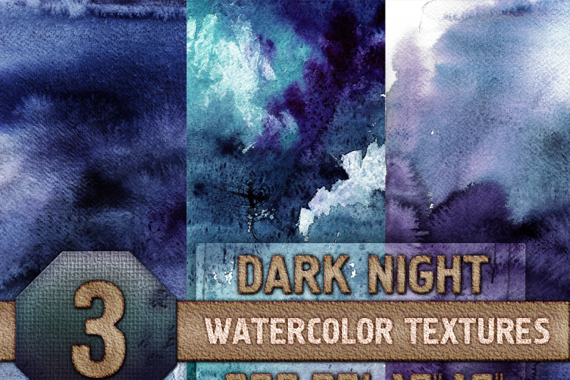 3-dark-night-watercolor-texture-digital-papers-blue-purple-teal-digital-download-300-dpi-12x16-inches