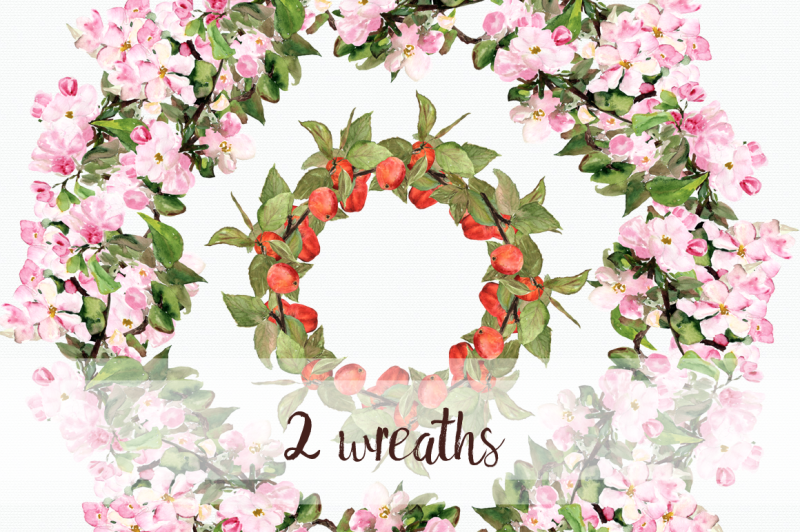 watercolor-apples-clip-art-collection-wreaths