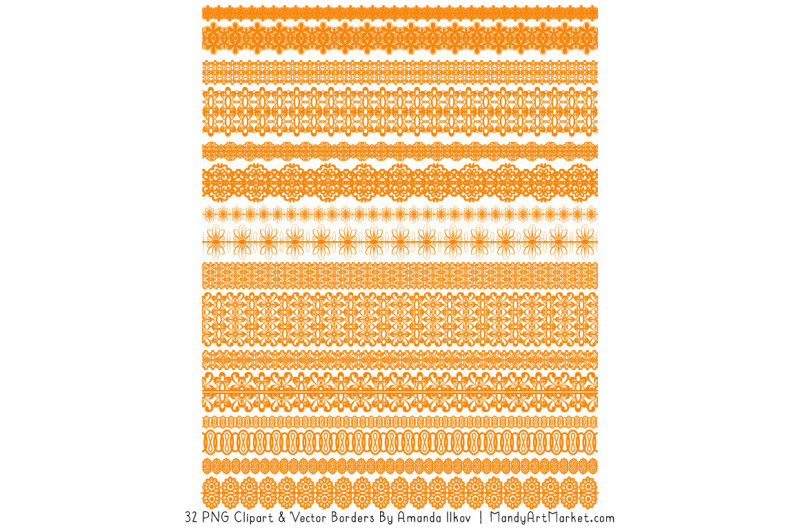 mixed-lace-clipart-borders-in-orange