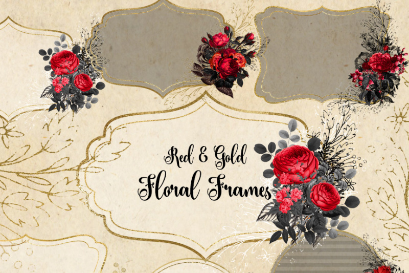red-and-gold-floral-frames