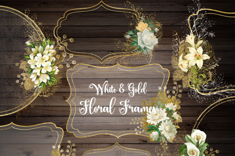 white-and-gold-floral-frames