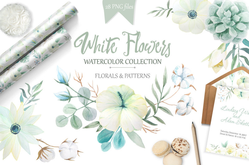 watercolor-white-flowers-set