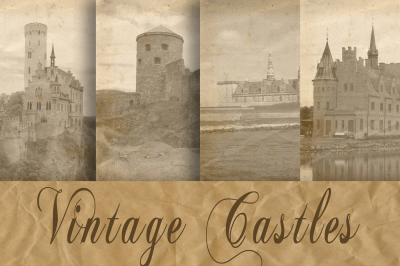 Vintage Castles Digital Paper DXF File Include