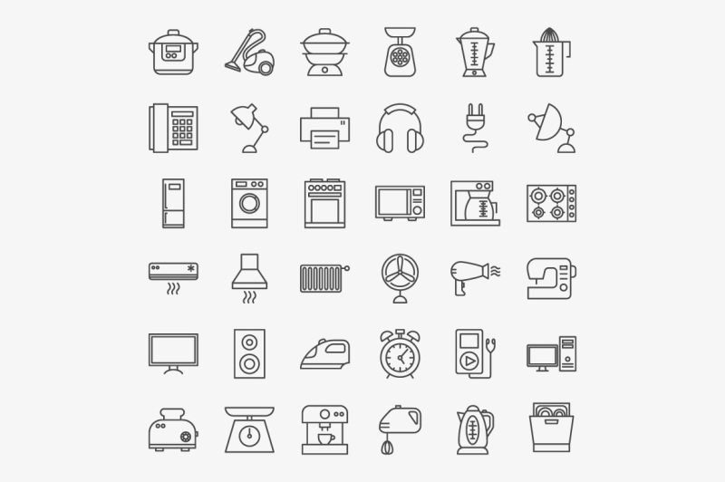 household-appliances-line-art-icons