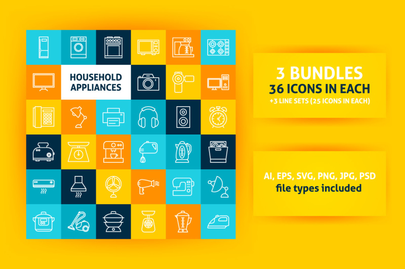household-appliances-line-art-icons