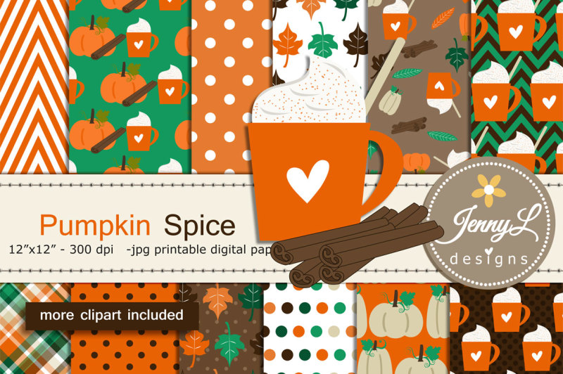 pumpkin-spice-fall-digital-papers-and-clipart-set