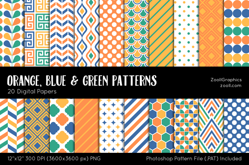 orange-blue-and-green-digital-papers