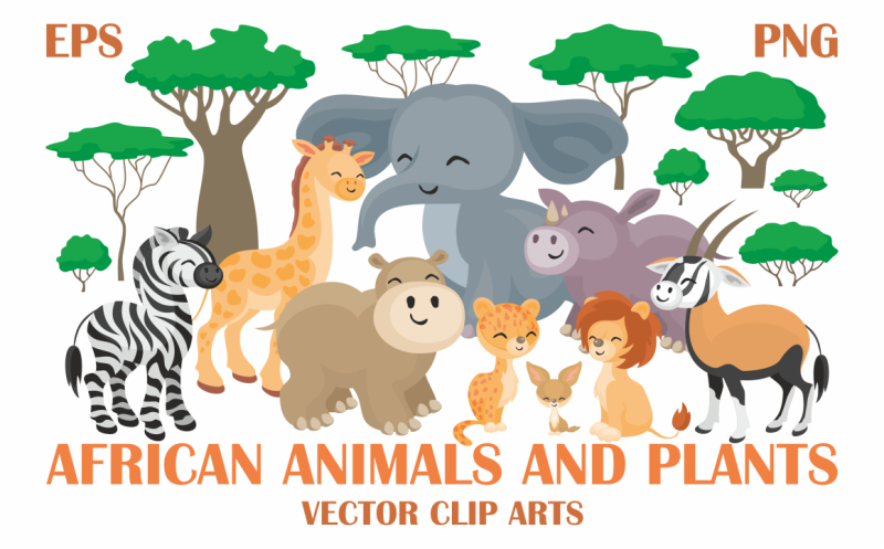 african-animals-and-plants-vector-clip-arts