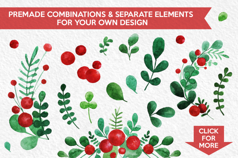 red-berry-watercolor-clipart-set