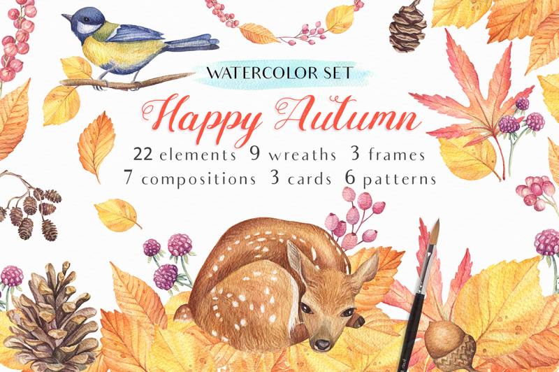 happy-autumn-watercolor-set