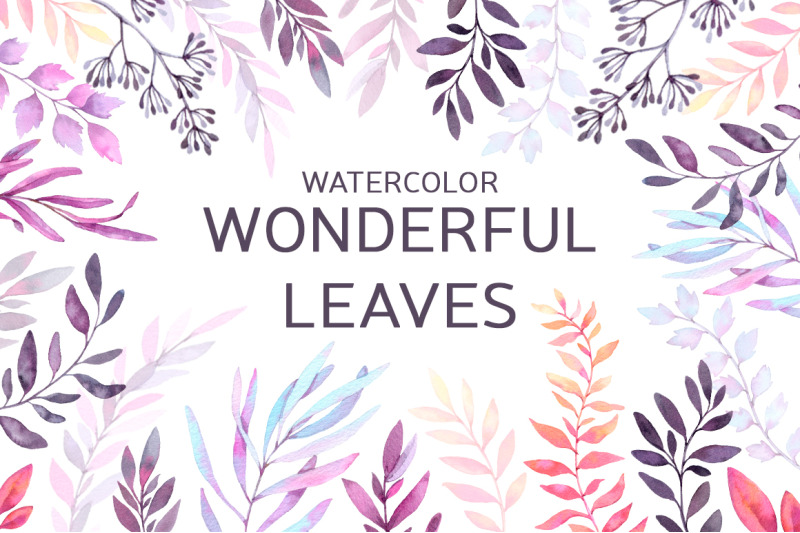 watercolor-wonderful-leaves-violet