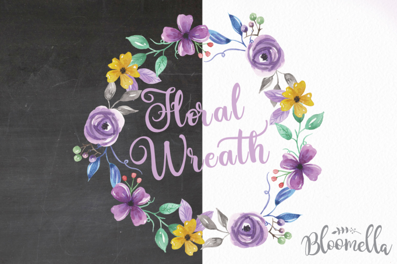hand-painted-watercolour-clip-art-high-quality-floral-wreath